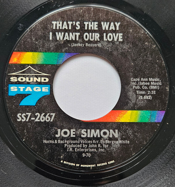 Joe Simon - That's The Way I Want Our Love | Sound Stage 7 (SS7-2667)