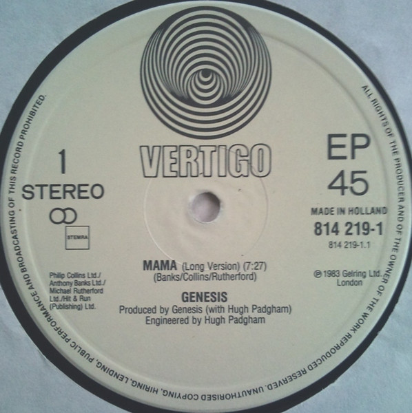 Genesis - Mama | Vertigo (814 219-1) - 3