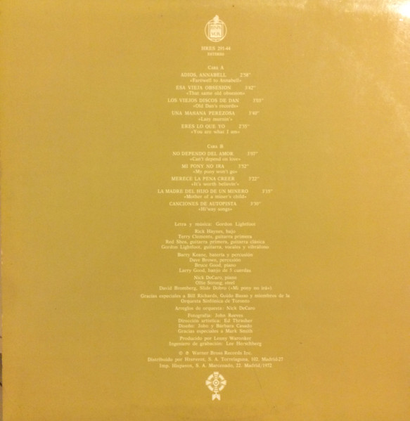 Gordon Lightfoot - Old Dan's Records | Reprise Records (HRES 291-44) - 2 Gordon Lightfoot - Old Dan's Records | Reprise Records (HRES 291-44) - 2