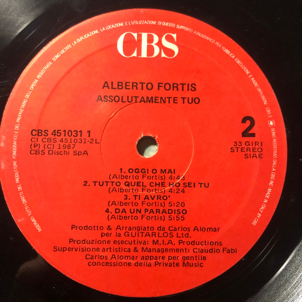 Alberto Fortis - Assolutamente Tuo | CBS (451031-1) - 4
