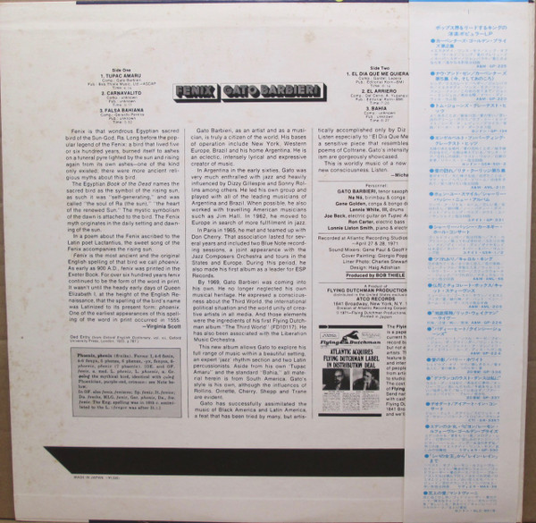 Gato Barbieri - Fenix | Flying Dutchman (LAX 3052) - 2