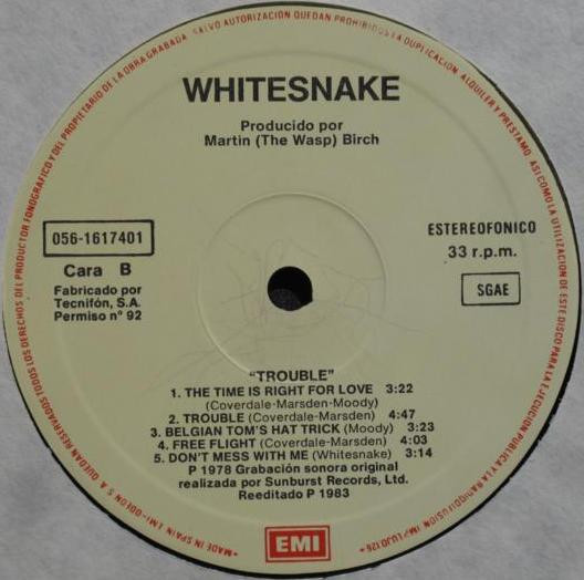 Whitesnake - Trouble | EMI (056 1617401) - 4