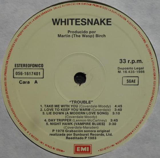 Whitesnake - Trouble | EMI (056 1617401) - 3