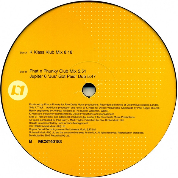 Phat 'N' Phunky Feat. Rozalla - Friday Night | Riversal Records (MCST 40183) - 3