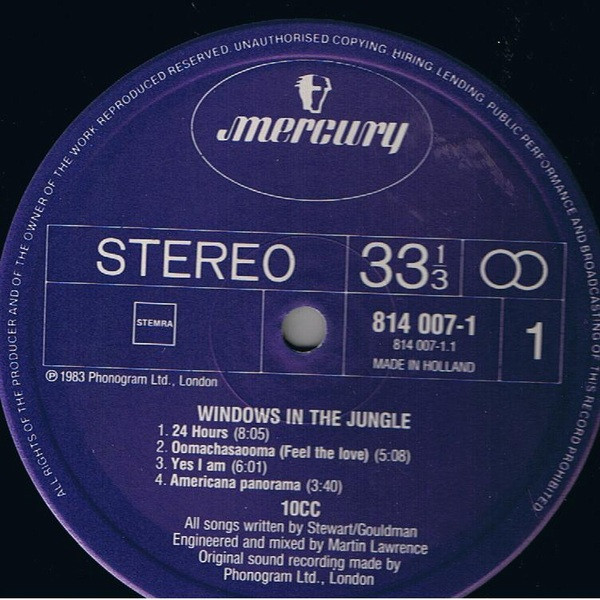 10cc - Windows In The Jungle | Mercury (814 007-1) - 3