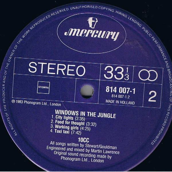 10cc - Windows In The Jungle | Mercury (814 007-1) - 4