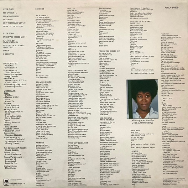 Joan Armatrading - Me Myself I | A&M Records (AMLH 64809) - 2 Joan Armatrading - Me Myself I | A&M Records (AMLH 64809) - 2