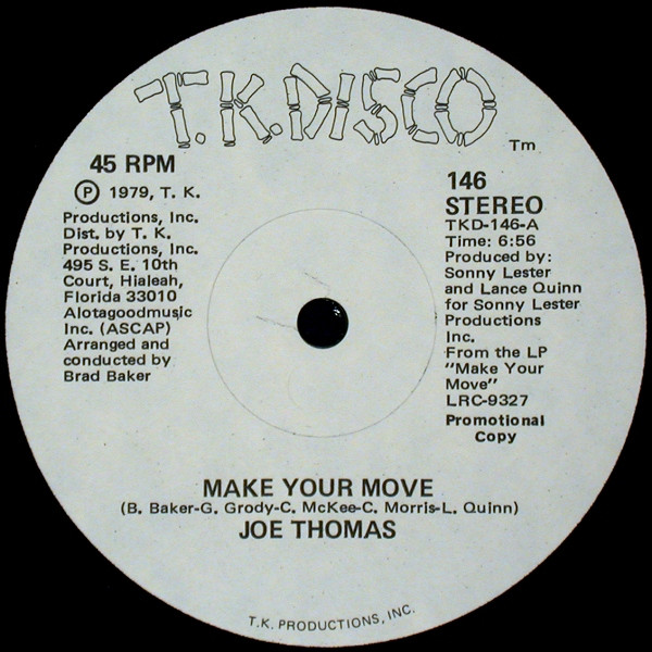 Joe Thomas - Make Your Move / Get On Back | T.K. Disco (146)