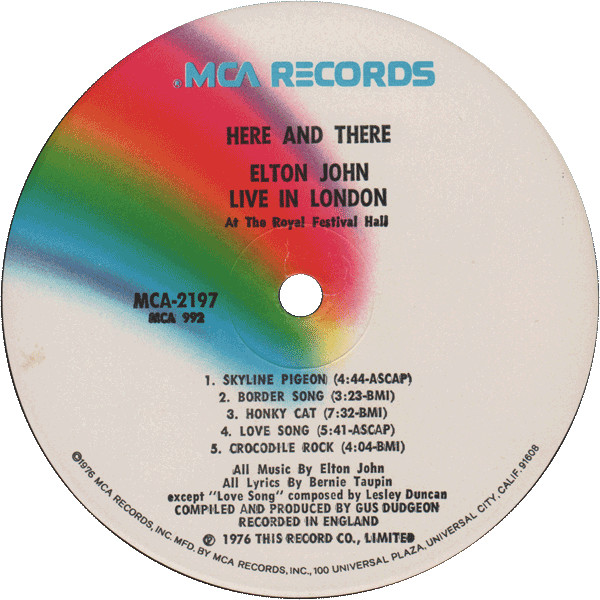 Elton John - Here And There | MCA Records (MCA-2197)