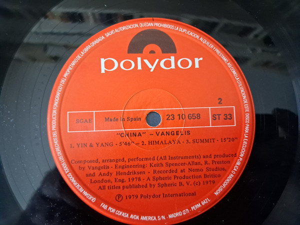 Vangelis - China = 中國 | Polydor (23 10 658) - 3