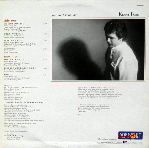 Kenny Pore - You Don't Know Me | Passport Jazz (PJ 88002) - 2