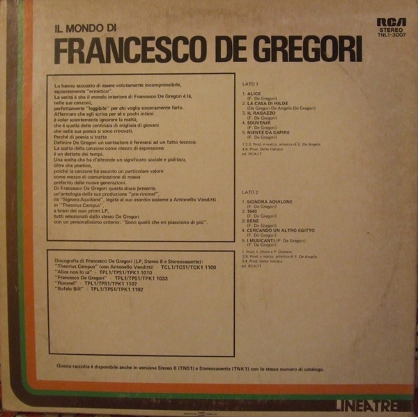 Francesco De Gregori - Il Mondo Di Francesco De Gregori | RCA (TNL1 3007) - 2