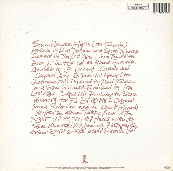 Steve Winwood - Higher Love | Island Records (608 317) - 2 Steve Winwood - Higher Love | Island Records (608 317) - 2