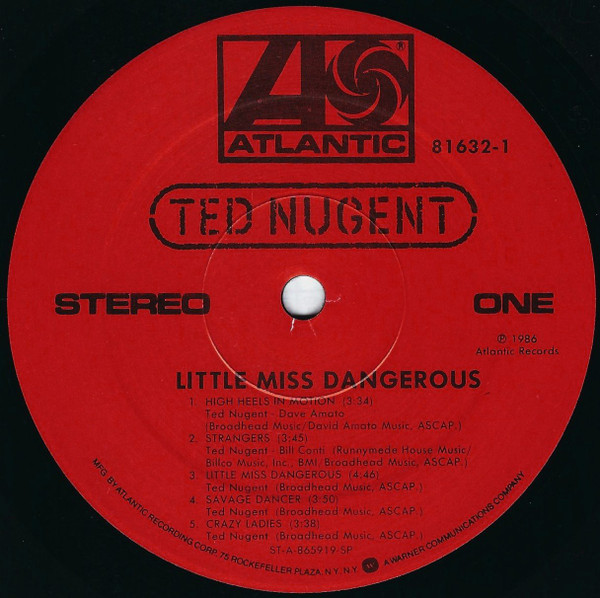 Ted Nugent - Little Miss Dangerous [Vinyl] | Atlantic (7 81632-1) - 3