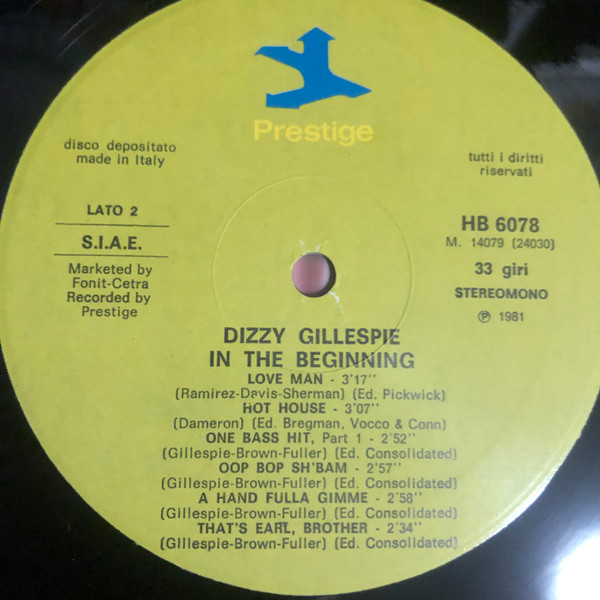 Dizzy Gillespie - In The Beginning | Prestige (HB 6078) - 4
