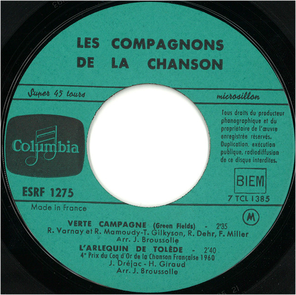 Les Compagnons De La Chanson - Bras Dessus, Bras Dessous | Columbia (ESRF 1275) - 3
