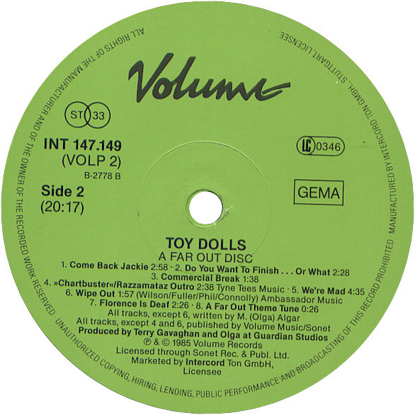Toy Dolls - A Far Out Disc | Volume Records (INT 147.149) - 4