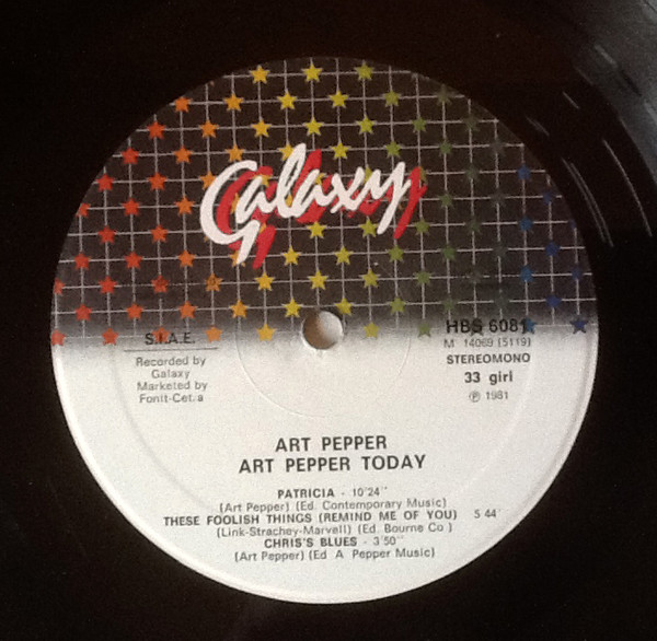 Art Pepper - Today | Galaxy (HBS 6081) - 2