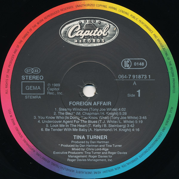 Tina Turner - Foreign Affair | Capitol Records (064 7 91873 1)