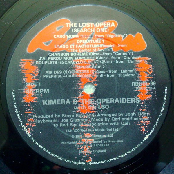 Kimera & The Operaiders With The London Symphony Orchestra - The Lost Opera | Red Bus Records (RBUSL 99)