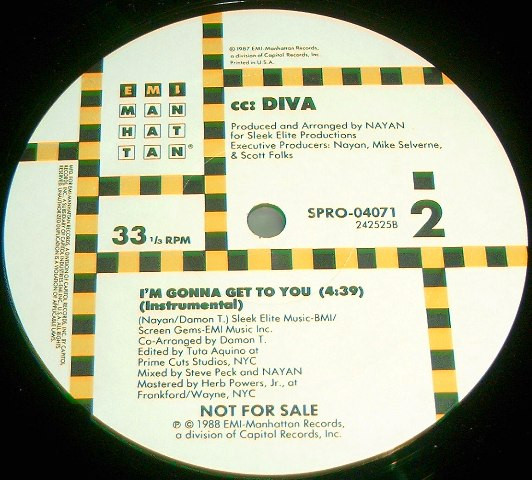 cc: DIVA - I'm Gonna Get To You | EMI-Manhattan Records (SPRO-04070)