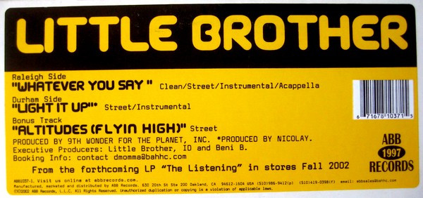 Little Brother - Whatever You Say / Light It Up | ABB Records (ABB1037-1) - 4