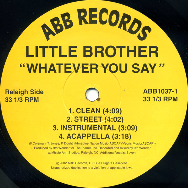 Little Brother - Whatever You Say / Light It Up | ABB Records (ABB1037-1) - 2