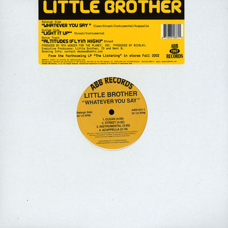 Little Brother - Whatever You Say / Light It Up | ABB Records (ABB1037-1)