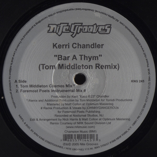 Kerri Chandler - Bar A Thym (Remixes) | Nite Grooves (KNG 245) - 2