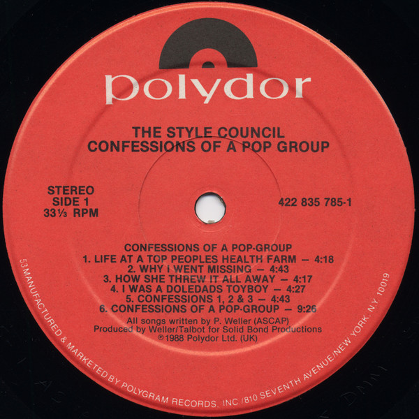 The Style Council - Confessions Of A Pop Group | Polydor (835 785-1) - 3