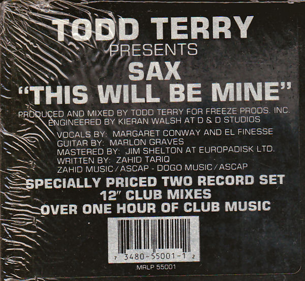 Todd Terry Presents Sax - This Will Be Mine | Freeze Records (MRLP 55001)