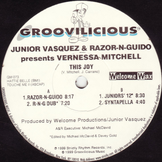 Junior Vasquez & Razor N' Guido Presents Vernessa Mitchell - This Joy | Groovilicious (GM 073)