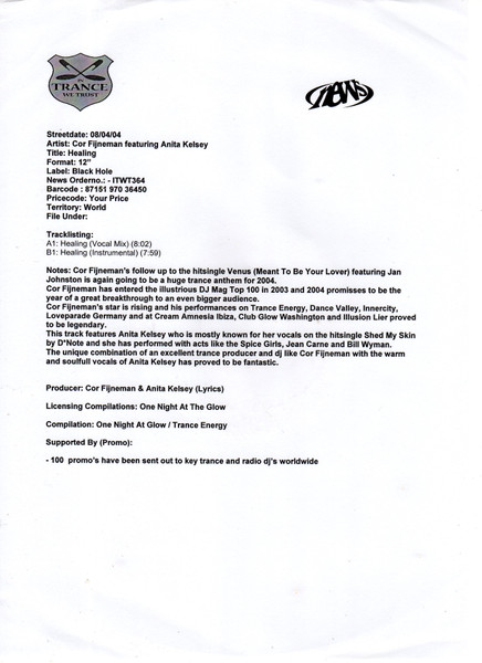 Cor Fijneman Feat. Anita Kelsey - Healing | In Trance We Trust (ITWT 364-5) - 4 Cor Fijneman Feat. Anita Kelsey - Healing | In Trance We Trust (ITWT 364-5) - 4
