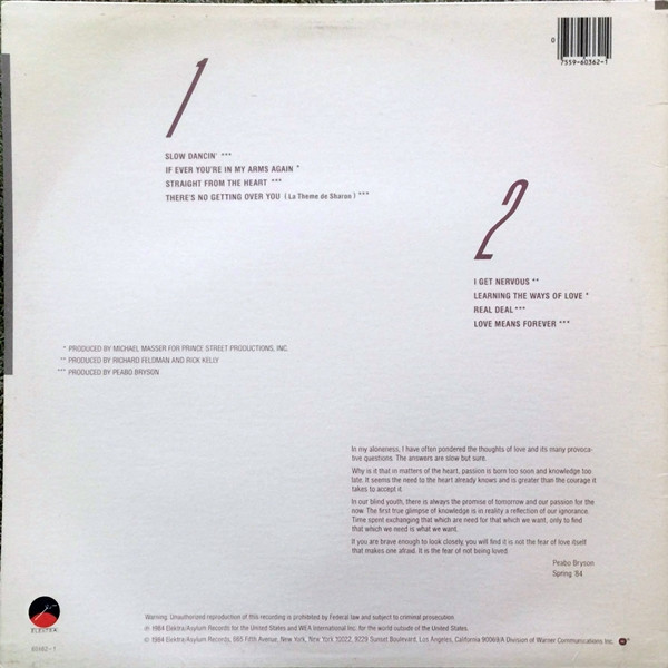Peabo Bryson - Straight From The Heart | Elektra (60362-1) - 2 Peabo Bryson - Straight From The Heart | Elektra (60362-1) - 2