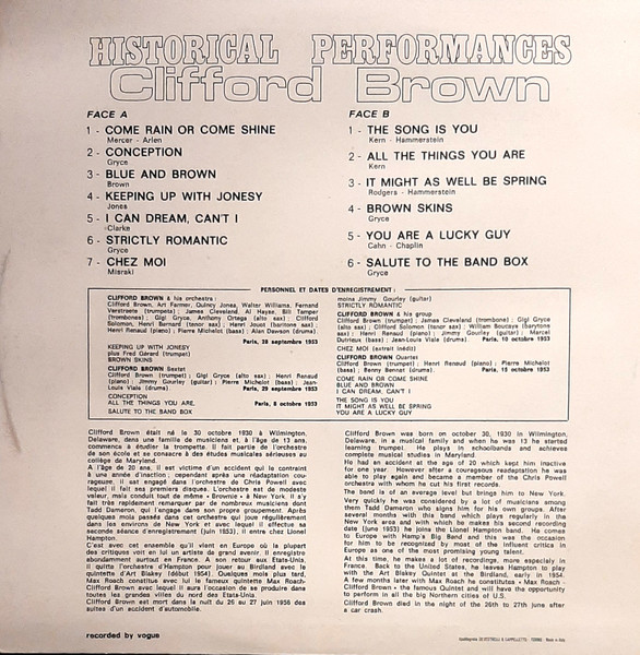 Clifford Brown - Historical Performances | Jazz Series 4000 FC (JAZ 4028) - 2