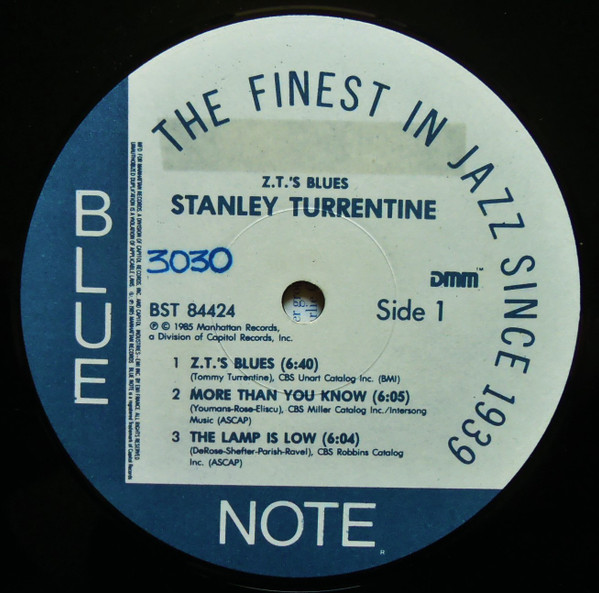 Stanley Turrentine - Z.T.'s Blues | Blue Note (BST 84424) - 3