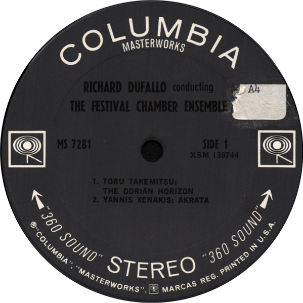 Iannis Xenakis / David Del Tredici / Toru Takemitsu / Luigi Nono - Richard Dufallo Conducting The Festival Chamber Ensemble , Phyllis Bryn-Julson And Susan Belling - Akrata / Syzygy / The Dorian Horizon / Canciones A Guiomar | Columbia Masterworks (MS 7281) - 3