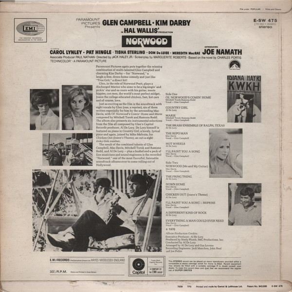 Al De Lory , Glen Campbell - Norwood - Motion Picture Soundtrack | Capitol Records (E-SW 475) - 2 Al De Lory , Glen Campbell - Norwood - Motion Picture Soundtrack | Capitol Records (E-SW 475) - 2