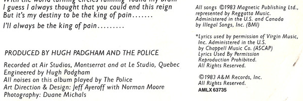 The Police - Synchronicity | A&M Records (AMLX 63735) - 9