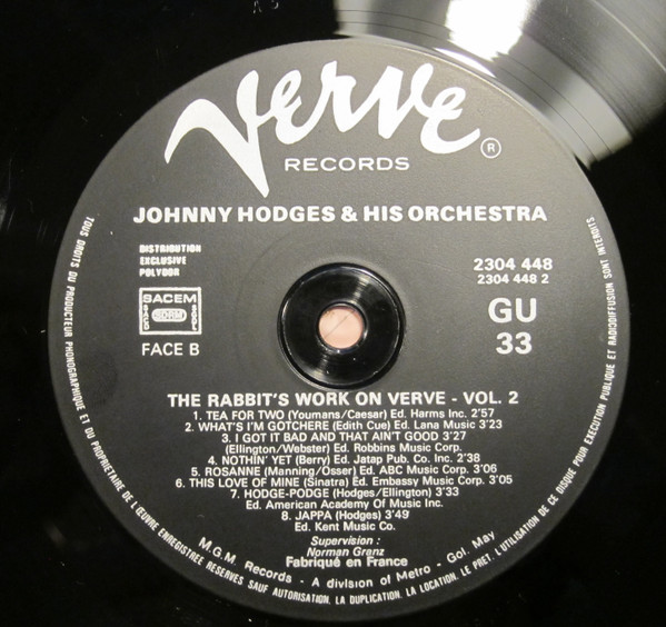 Johnny Hodges And His Orchestra - The Rabbit's Work On Verve - Vol. 2 | Verve Records (2304 448) - 3