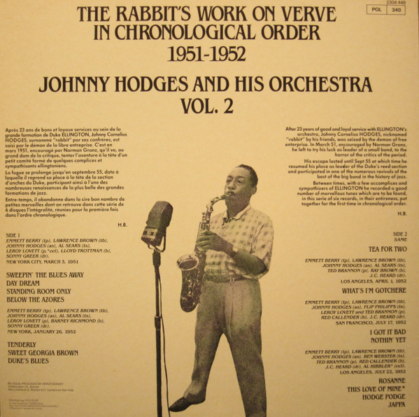 Johnny Hodges And His Orchestra - The Rabbit's Work On Verve - Vol. 2 | Verve Records (2304 448) - 2