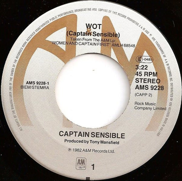 Captain Sensible - Wot! | A&M Records (AMS 9228) - 3