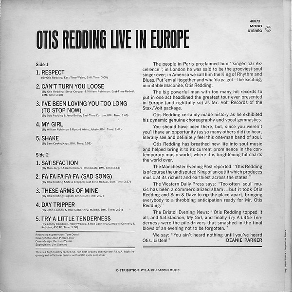 Otis Redding - Otis Redding Live In Europe | Atlantic (40 073) - 2