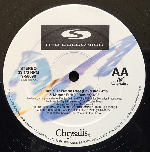The Solsonics - Jazz In The Present Tense | Chrysalis (Y-58090) - 2