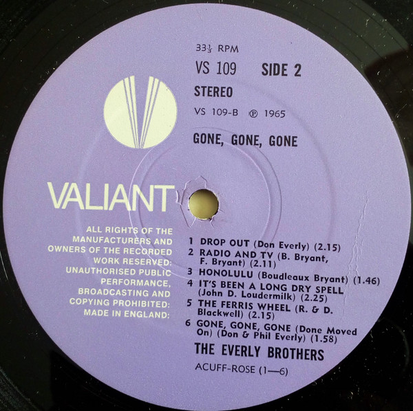 Everly Brothers - Gone, Gone, Gone | Valiant Records (VS 109) - 4