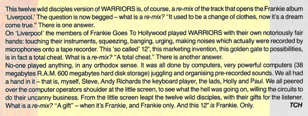 Frankie Goes To Hollywood - Warriors (Twelve Wild Disciples Mix) | ZTT (12 ZTAS 25) - 6
