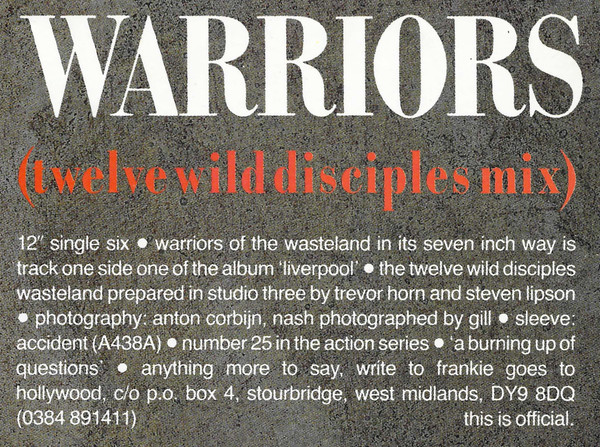 Frankie Goes To Hollywood - Warriors (Twelve Wild Disciples Mix) | ZTT (12 ZTAS 25) - 5