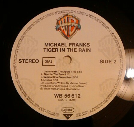 Michael Franks - Tiger In The Rain | Warner Bros. Records (WB 56 612) - 4 Michael Franks - Tiger In The Rain | Warner Bros. Records (WB 56 612) - 4