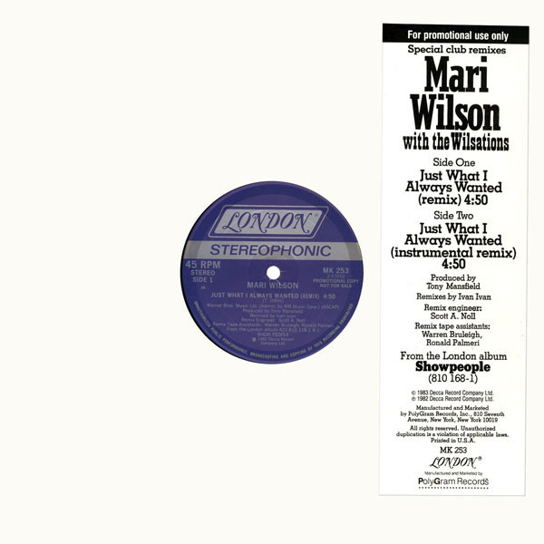 Mari Wilson With The Wilsations - Just What I Always Wanted (Special Club Remixes) | London Records (MK 253)