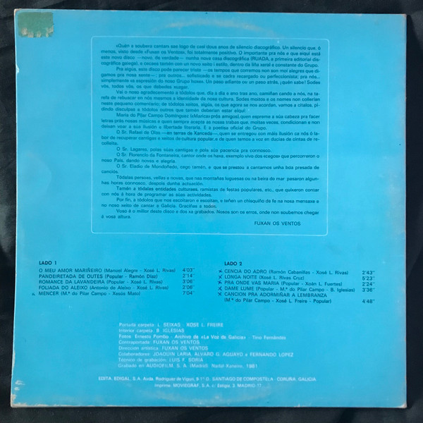 Fuxan Os Ventos - Quen A Soubera Cantar | Edigal (EDL.70.002) - 2